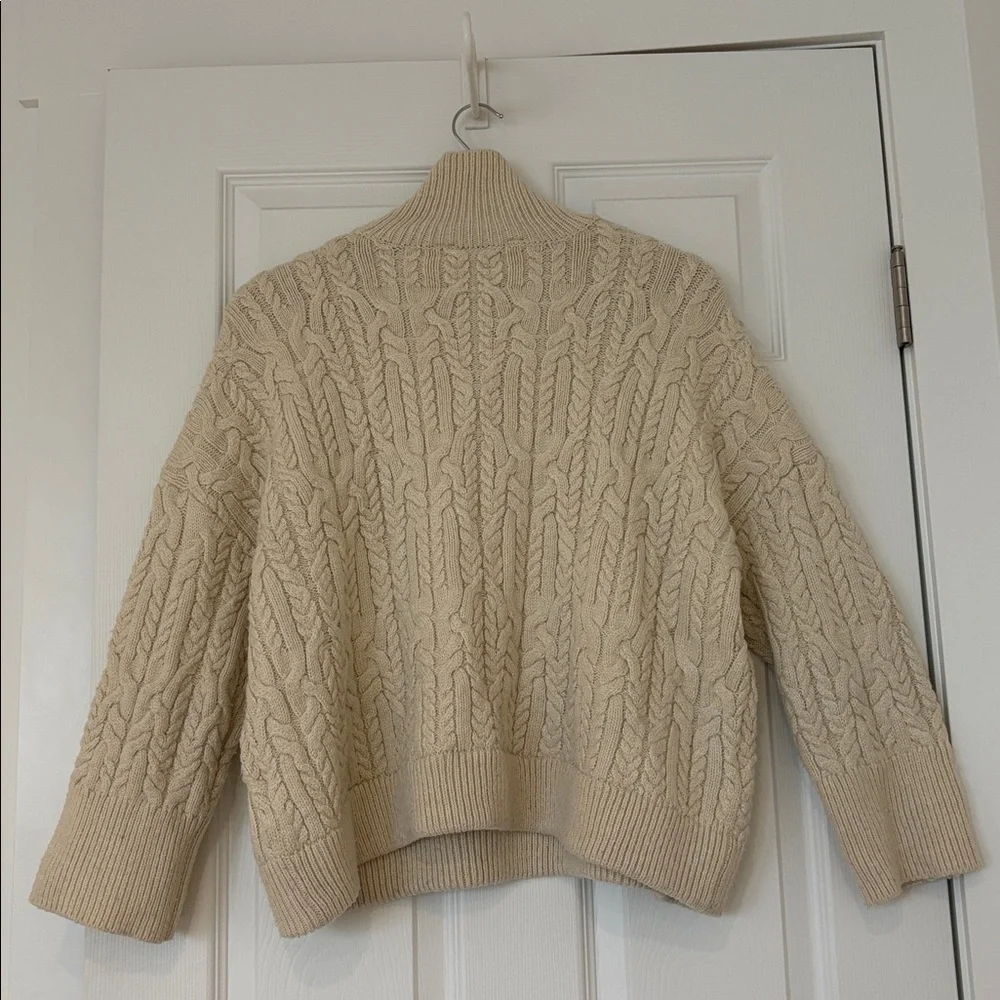 ZARA cable knit sweater When Harry Met Sally style ecru cream medium oversized - Picture 4 of 15